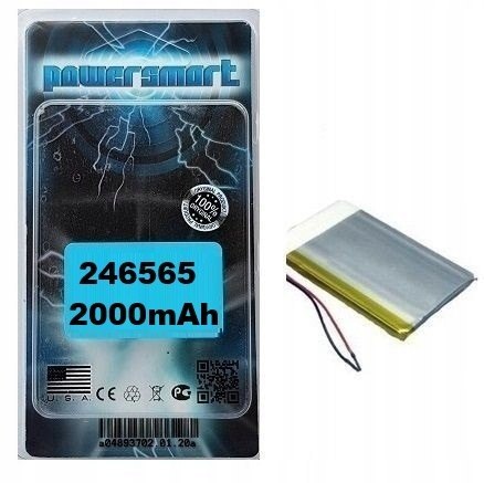 AKUMULATOR BATERIA 246565 DO TABLETA NAWIGACJI 2,4X65X65mm 3,7V 2000mAh